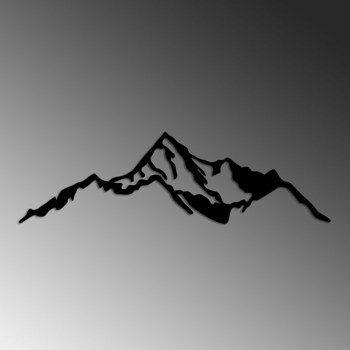Wallity Mountain - 9 Escultura de pared de metal Negra